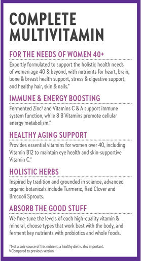 New Chapter Women's Multivitamin 40 plus for Energy Healthy Aging + Immune Support with 20+ Nutrients Every Woman's One Daily 40+Gentle on the Stomach 72 Count
