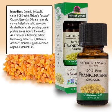 Nature'S Answer Nature s Answer USDA Organic Frankincense Essential Oil 100% Pure | Natural Aromatherapy Oil for Diffuser/Humidifier Steam Distilled 0.5 fl oz. (15ml) | Made in USA