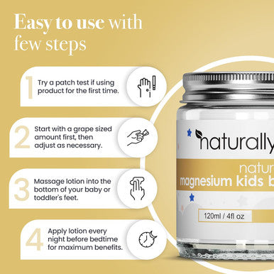 Naturallymum NaturallyMum Kids Magnesium Bedtime Lotion | Support for Sleep Heart Bone Nerve Gut and Muscle Health | Alternative to Melatonin | Topical Cream Safe for Kids | Vanilla | 4.2 fl oz