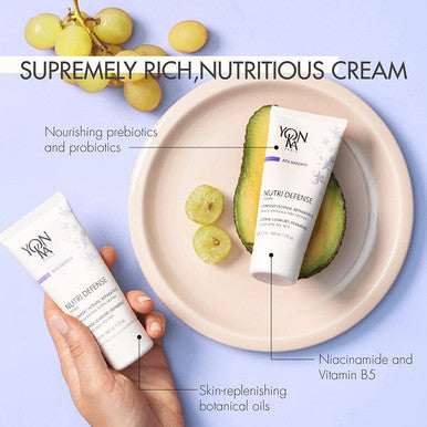 Yon-Ka Nutri-Defense Creme (50ml) Nourishing Dry Skin Facial Moisturizer, Rich Shea Butter Treatment Cream with Prebiotics and Probiotics, Dry and Sensitive Skin, Paraben-Free