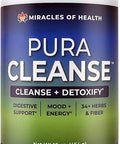 Miracles of Health Pura Cleanse Super Herb and Fiber Detox Drink Daily Cleanse for the Colon Lungs Skin and Kidneys - Made with Ingredients Soluable and Insoluable Fiber