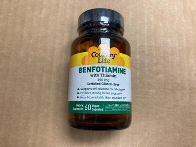 Country Life Benfotiamine With Thiamin Nerve Health Support 150Mg 60 Vegetarian Capsules
