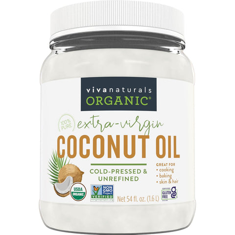 Viva Naturals Organic Coconut Oil, 16 fl oz ÃƒÂ¢Ã¢â€šÂ¬Ã¢â‚¬Å“ Unrefined, Cold-Pressed Extra Virgin Coconut Oil, USDA Organic & Non-GMO, Natural Cooking Oil, Hair Oil & Skin Oil