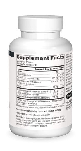 Source s Glucosamine Chondroitin Complex With MSM - 120 Tablets