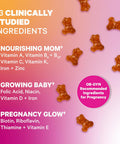 Pink Stork Total Prenatal Vitamin Gummies for Women with Folic Acid Vitamin D and Vitamin B6 to Support Fetal Development and Morning Sickness Pregnancy Must Haves - Raspberry 60 Count