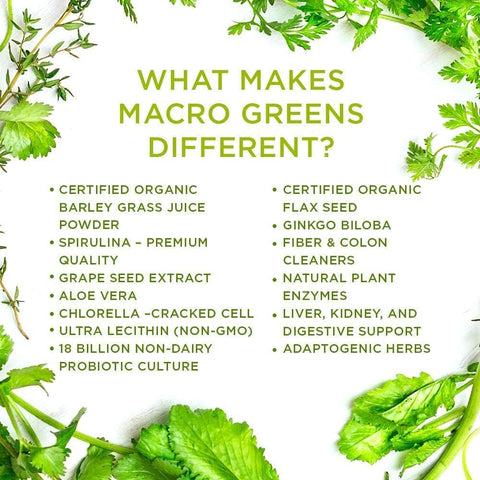 Macrolife Naturals Macro Greens Powder 38 Superfood Probiotic Antioxidant Enzyme & Herbal Supplement Immunity Energy Cleanse - Non-Gmo Vegan Gluten- Dairy- (12 Servings)