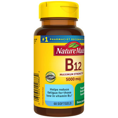 Nature Made Maximum Strength Vitamin B12 5000 Mcg Dietary Supplement For Energy Metabolism Support 60 Softgels 60 Day Supply