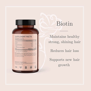 Biotin 10000mcg Gummies - Hair Growth Vitamins for Women Ãƒâ€šÃ¢â‚¬â€œ Shine, Volume & Strength - for Hair Skin and Nails - Vegan, Non-GMO, Gluten Free Womens Beauty Supplements - 60 Strawberry Gummies
