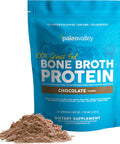 Paleovalley 100% Grass Fed Bone Broth Protein Powder Chocolate Rich in Collagen for Hair Skin Gut Health Bone and Joint Support 28 Servings