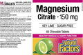 Natural Factors Magnesium Citrate 150 mg Tablets Key Lime Sugar Free 60 Count