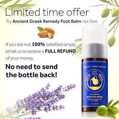 Organic Foot Cream Made of Olive Almond Grapeseed Lavender Vitamin E Oil. Balm Moisturizer for Cracked Dry Feet Hands Heels Elbows Nails Knees. Natural Foot Care lotion 3.4 Oz