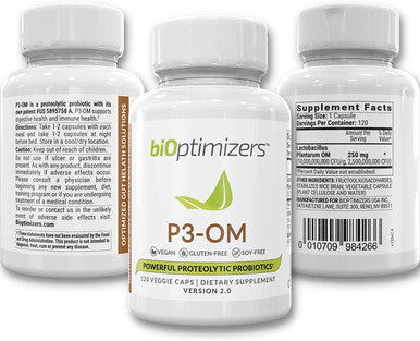 BiOptimizers - P3-OM and MassZymes Bundle - Premium Digestive Enzymes and Probiotics for Women and Men - Doctor-Formulated (250 MassZymes Capsules, 120 P3-OM Capsules)