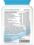 Multivitamins & Iron One a Day 90 Tablets . 100% RDA. Made in The UK by Health4All