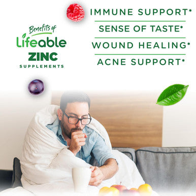 Lifeable Zinc Gummies 50Mg Great Tasting Natural Flavor Zinc Vitamins Gluten Free, Vegetarian, Gmo-Zinc Chewable For Immune Support 90 Gummies