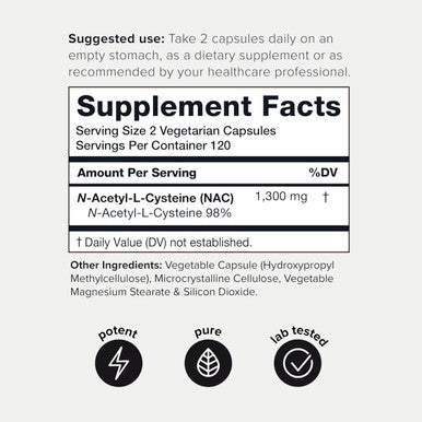 Toniiq 1300mg Ultra High Strength NAC Capsules - Min. 98%+ Tested Purity - Highly Bioavailable NAC Supplement - 240 Vegetarian N Acetyl Cysteine Capsules