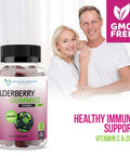 Elderberry Gummies with Zinc and Vitamin C Black Elderberry with Vitamin C and Zinc for Kids and Adults Antioxidant Supplement 60 Gummies