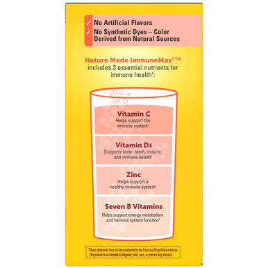 Nature Made Immunemax Fizzy Drink Mix With Vitamin C Vitamin D And Zinc Supplement For Immune Support Fast Absorption 30 Stick Packs 0.4 Ounce