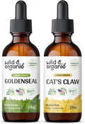 Wild & Organic Goldenseal Tincture 2 Fl Oz & Cats Claw Tincture 4 Fl Oz