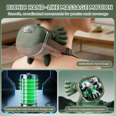 Creacare Bionic Neck Massager With Adjustable Heat Portable Deep Tissue 4D Kneading Electric Shoulder Massager Compact Design With Soft Silicone Massage Heads For Relaxation And Comfort
