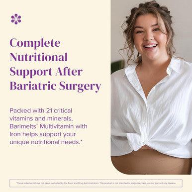 Barimelts Bariatric Multivitamin With Iron, 60 Fast-Dissolving Tablets (1-Month Supply), Sugar- Bariatric Vitamins For Women, Natural Fruit FlavorÃƒÂ¢Ã¢â€šÂ¬Ã¢â‚¬Â¹