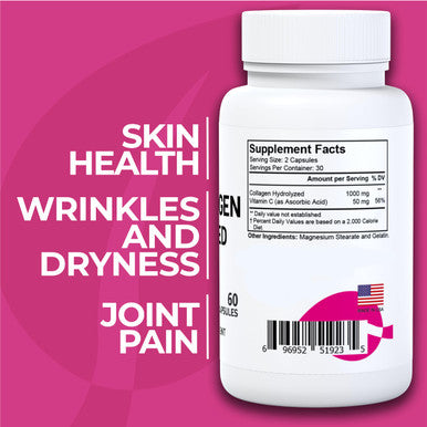 Hallusa Natural C lageno Hidrolizado - Pastillas De Col geno - Piel, Arrugas Y Antienvejecimiento Fortalecimiento Del Cabello Y U as Dolor En Articulaciones Collagen Hydrolized Plus Vitamin C 1000 Mg 60 Cap