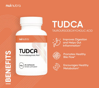 Nui Nutra TUDCA Supplement | 250mg | 45 Capsules | Tauroursodeoxycholic Acid - Liver and Bile Flow Support | Promotes Wellness in Gut & Kidneys | Digestion Support