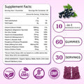 Calcium Magnesium Zinc Gummies - 1000Mg Calcium With Vitamin D3 & K2, Calcium Citrate Gummies For Bone, Muscle, Calm & Zzz Support -High Absorption Magnesium, Elderberry Flavored, 60 Count