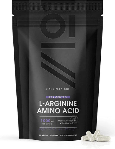 Fermented L-Arginine with BioPerineAÃƒâ€šÃ‚Â® & Biotin Capsules - 1000mg - Potent Amino Acids - Non-GMO, Gluten , 60 Vegan Capsules