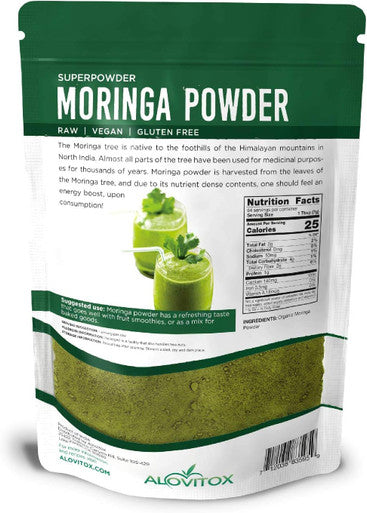 Certified Organic Moringa Oleifera Powder 454 g | Plant Proteins, Amino Acids, Antioxidants and Vitamins - Drumstick Leaf Powder | RAW, USDA Organic, Non-GMO, Vegan, Kosher