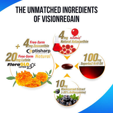 LABO Nutrition VisionREGAIN Smart Liposomal Delivery up to 8X Higher Absorption 20mg FloraGLO Lutein zeaxanthin Superba Krill AstaReal Astaxantin Supports Eye Health for Blue Light Protection