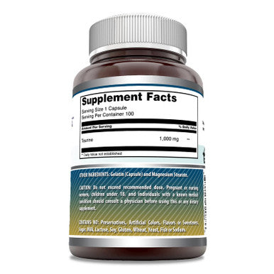 Amazing Formulas Taurine 1000Mg 100 Capsules Amino Acid Supplement | Non-Gmo | Gluten Free | Made In Usa