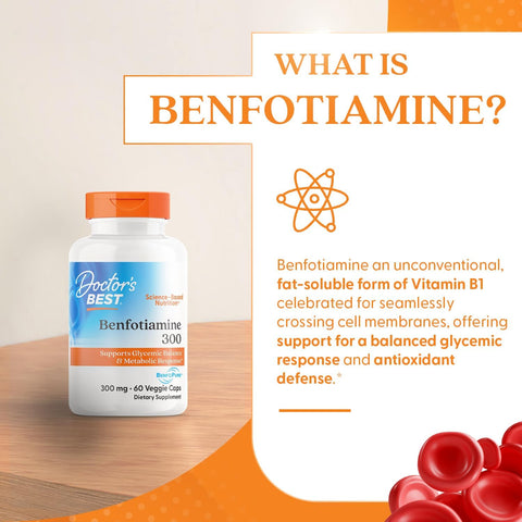 DoctorS Best Benfotiamine 300 With Benfopure Helps Maintain Healthy Glucose Metabolism NonGmo Vegan Gluten Soy 300 Mg 60 Veggie Caps