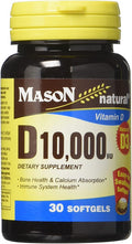 Mason Vitamins D 3 10,000 Iu Softgels, 30 Count