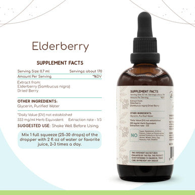 Elderberry B120 Alcohol-Free Herbal Extract Tincture, Concentrated Liquid Drops Natural Elderberry (Sambucus Nigra) Dried Berry 4