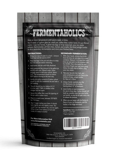 Fermentaholics Jun Kombucha Starter Culture Usda Organic Jun Scoby and Starter Tea Makes 1 Gallon Brewed With Organic Green Tea and Honey Brew Jun Tea