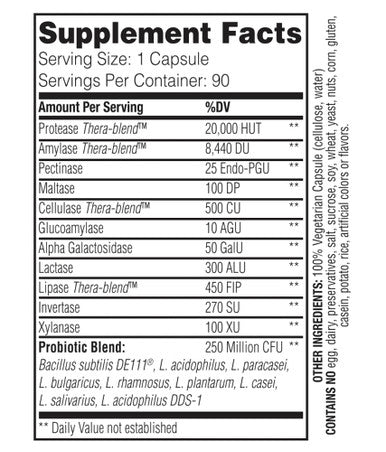 Enzymedica, Digest Basic + Probiotics, Gentle Enzymes For Digestive Health, Breaks Down Carbs, Fats And Proteins With Protease, A