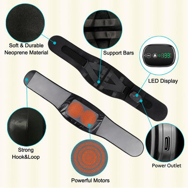 Cordless Heating Pad With Massager, Back Brace Heating Pad For Back Pain Relief, Heated Back Massager Support Belt With 3 Heating & Vibration Modes, Rechargeable Low Back Massager For Women Men