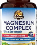 Vitalitown 10 in 1 Magnesium Complex Supplement 400mg Elemental Magnesium Chelated with Glycinate Citrate Malate Taurate and More for Sleep Heart Energy NonGMO Vegan 90 Caps