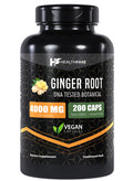 Healthfare Ginger Root Capsules 4000Mg | 200 Count | Ultra Strength Supplement | Gluten-Free & Non-Gmo