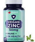 Yuve Natural Vegan Zinc Supplements 50Mg, Immune Support, Fast Relief From Colds And Flu, Acne Free Skin, Healthy Hormone Levels, Non-Gmo, Gluten & Sugar Free - 100 Vegetarian Tablets