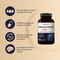 Naturebell Resveratrol Supplement 1000Mg Per Serving, 180 Veggie Capsules, 99% Pure Trans-Resveratrol, Antioxidant For Healthy Aging, Brain & Heart Support Non-Gmo