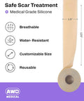 Awd Silicone Scar Sheets For Surgical Scars - Medical Grade Silicone Scar Tape For C Section, Tummy Tuck Tape, Keloid Treatment - Silicone Skin Patches After Surgery Must Haves (1.6" X 120" Roll)