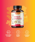 Metabolism and Natural Energy Supplements for Fatigue Stress Relief Energy Booster Better Mood Energy Pills for Women Men Ginger Turmeric Rhodiola Rosea More Herbs Vitamins 60 Capsules