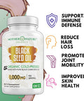 Mother Nature Organics Superfoods for Organic Living Black Seed Oil Capsules - 120 Count (Organic, Non-Gmo Liquid) Premium Cold Pressed Black Cumin Seed Oil - 500Mg Each, 1000Mg Per Serving W/Omega 3,6, 9