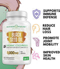 Mother Nature Organics Superfoods for Organic Living Black Seed Oil Capsules - 120 Count (Organic, Non-Gmo Liquid) Premium Cold Pressed Black Cumin Seed Oil - 500Mg Each, 1000Mg Per Serving W/Omega 3,6, 9