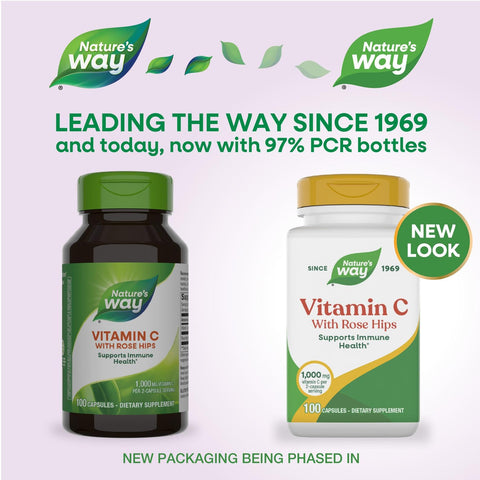 Nature'S Way Vitamin C-500 With Rose Hips 1000 Mg Per Serving 100 Capsules