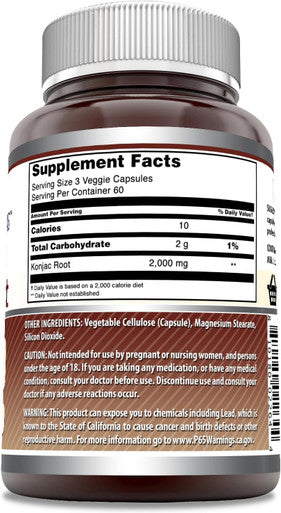 Amazing Nutrition Formulas Konjac Root Supplement | 2000 Mg per Serving Supplement | Non-GMO | Gluten- | Made in USA