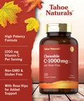 Carlyle Vitamin C Chewables | 1000Mg | 100 Tablets Natural Orange Flavor | Vegetarian, Non-Gmo & Gluten Free Supplement | Tahoe