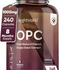 Weightworld Grape Seed Extract Capsules 1000mg (High-Strength) | 240 Vegan Capsules (8 Months Supply) | 95% OPC (Oligomeric Proanthocyanidins) | 1000mg French Grapeseed Extract | Polyphenols Supplement