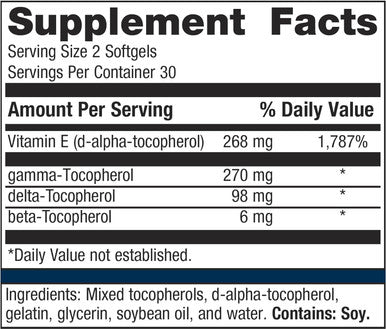 Metagenics E Complex-1:1 - Tocopherol Vitamin E Blend - High Potency Vitamin E - Antioxidants Supplement - with Gamma- Delta- & Beta-Tocopherols - Gluten- - 60 Softgels